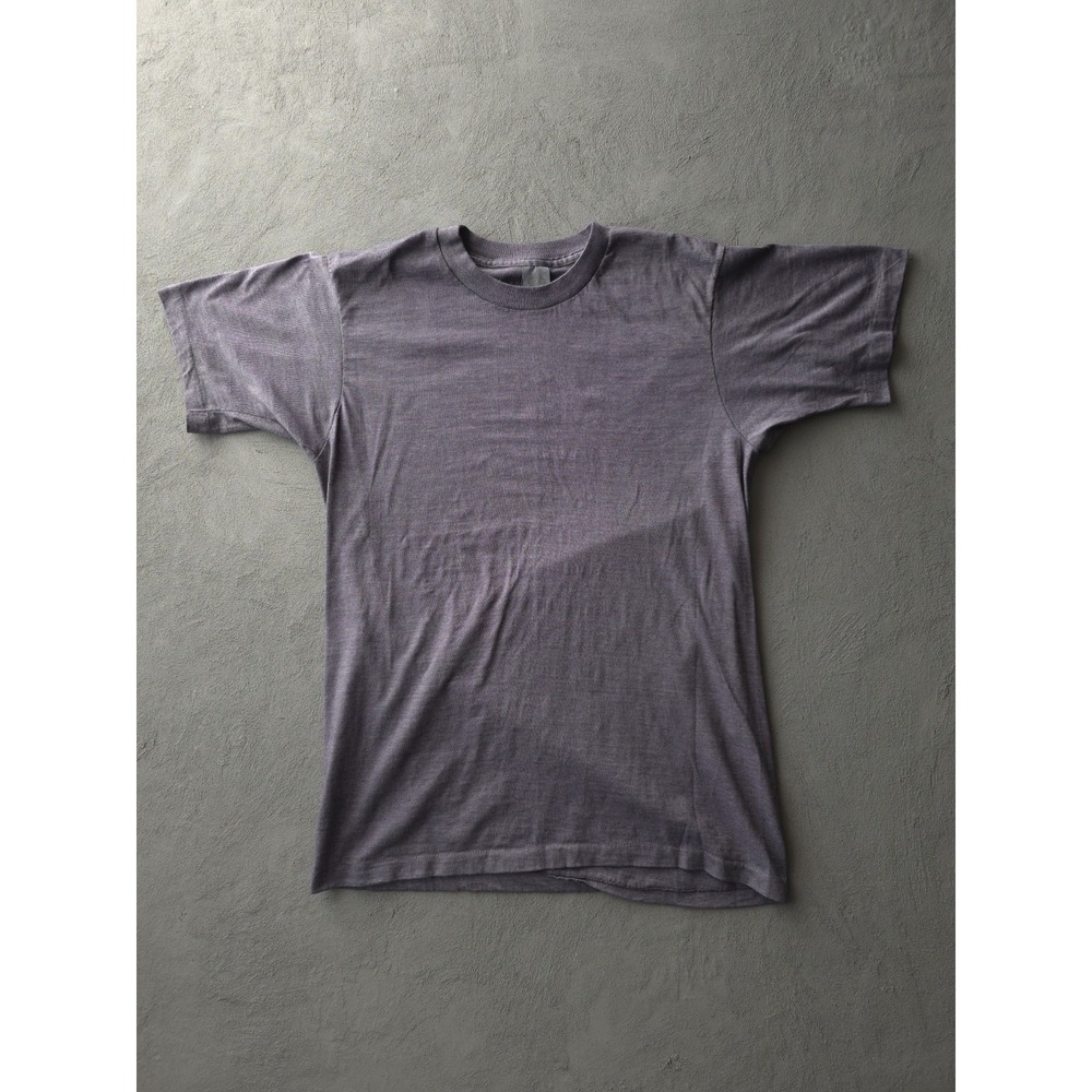 Vintage 1980s Fruit Of The Loom Black Blank Dyed T-shirt Short Sleeve M Faded